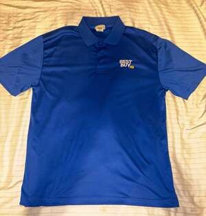 Best Buy Men's XL Blue Solid Short Sleeve Polo Shirt Embroidered Logo Golf